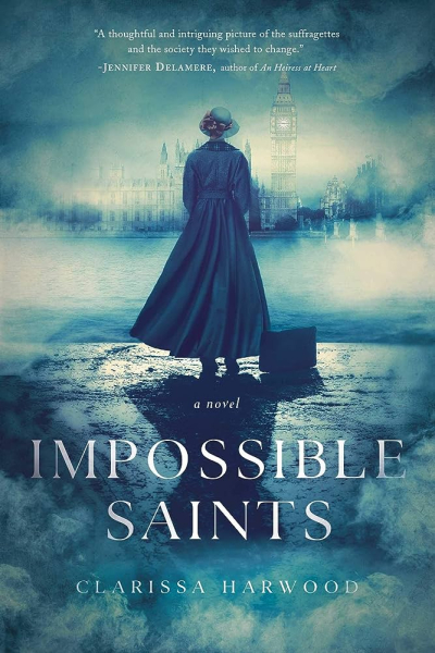 cover of Impossible Saints showing a woman standing in front of the River Thames with her back to the viewer